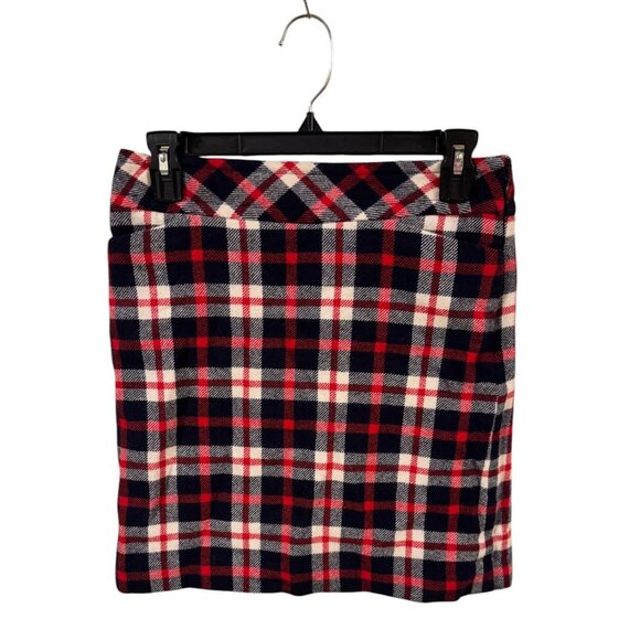 Talbots Petites 2P Plaid Wool Blend Skirt Red & Navy - Picture 2 of 11